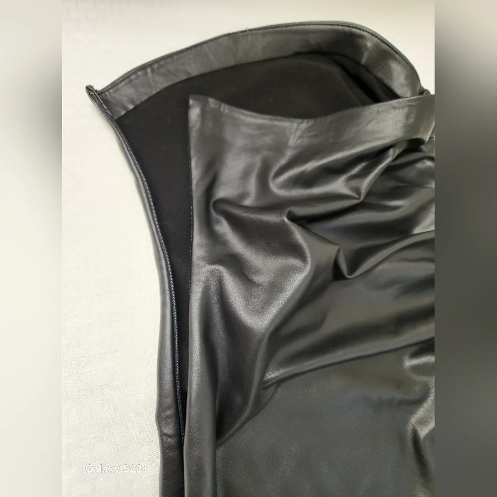 Susana Monaco Black Faux Leather Strapless Mini Dress Size M.  # B12